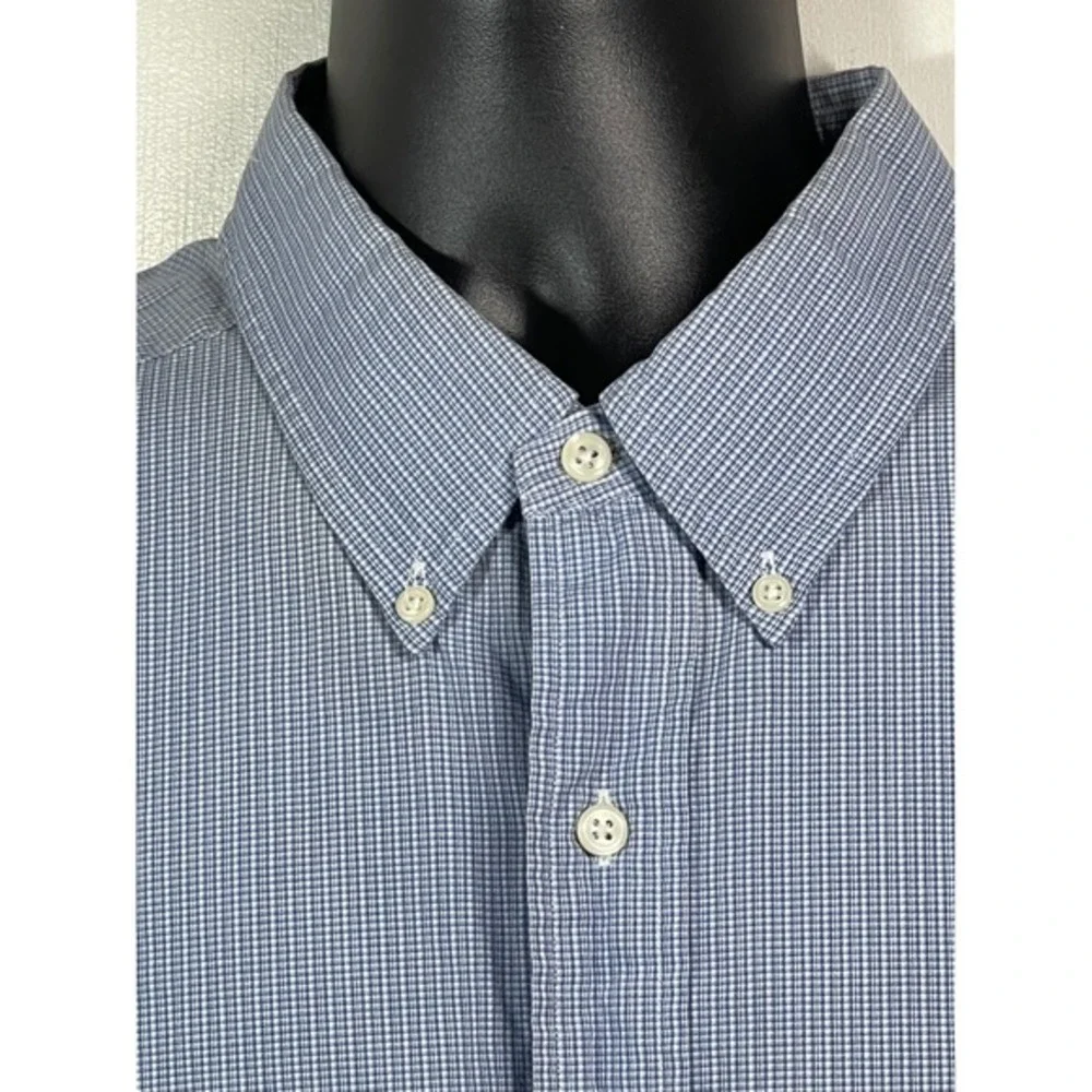 Polo Ralph Lauren Blake Shirt Mens XXL Blue White Micro Check Cotton‎ coastal